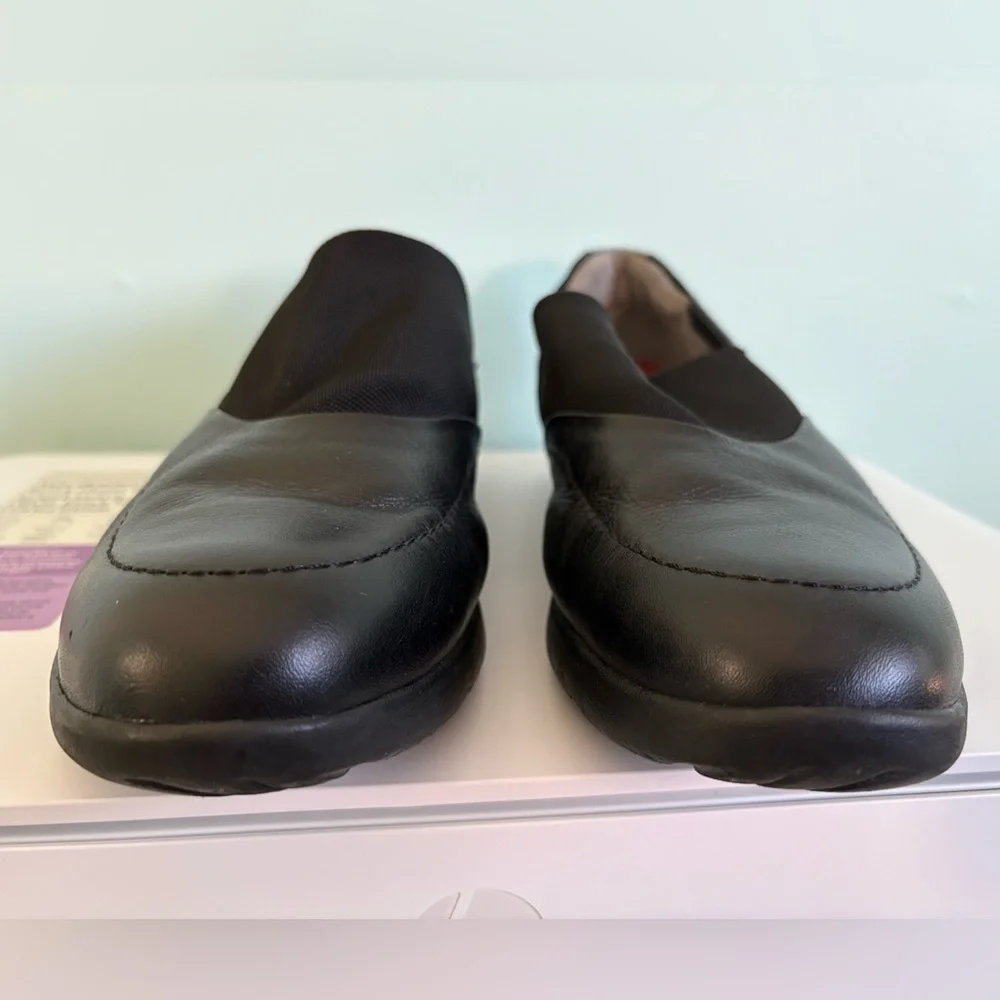 Aravon New Balance Shoes Womens 9 M Black Slip On Loafers Leather Comfort Vibram